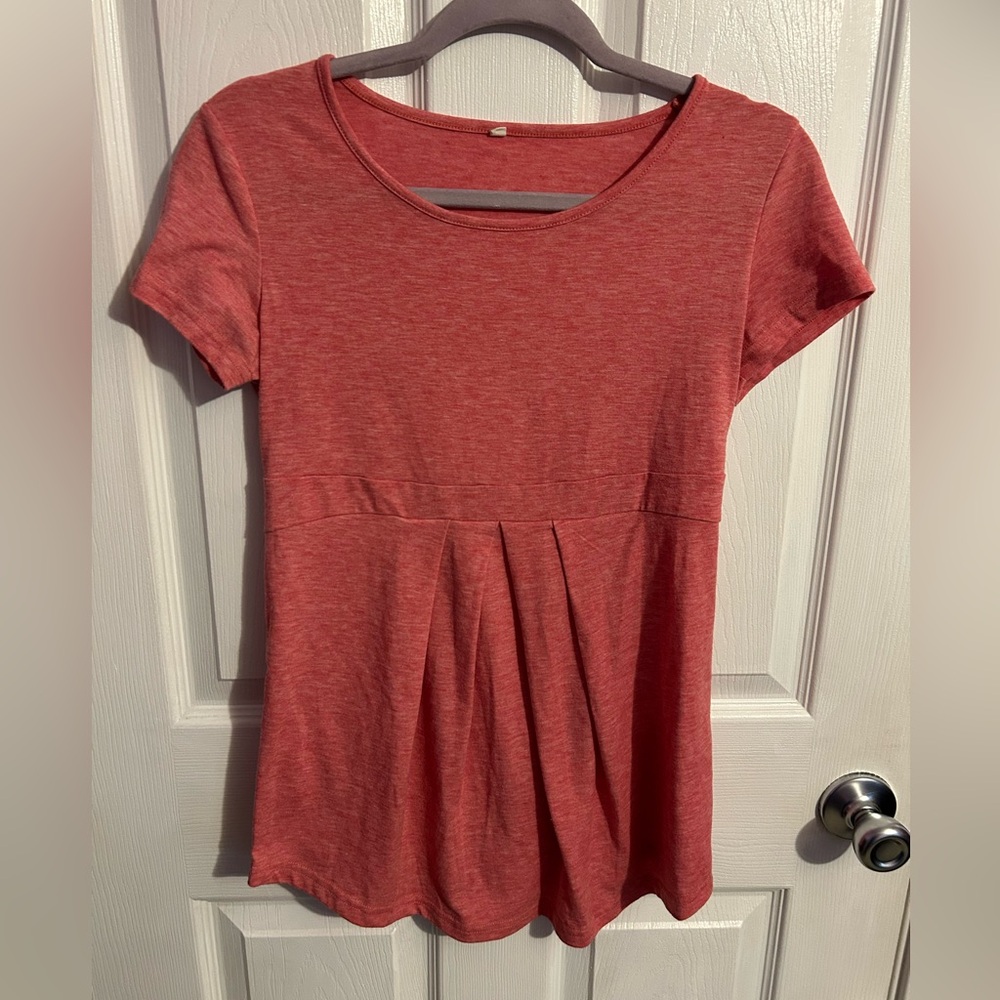 Small peach maternity peplum top